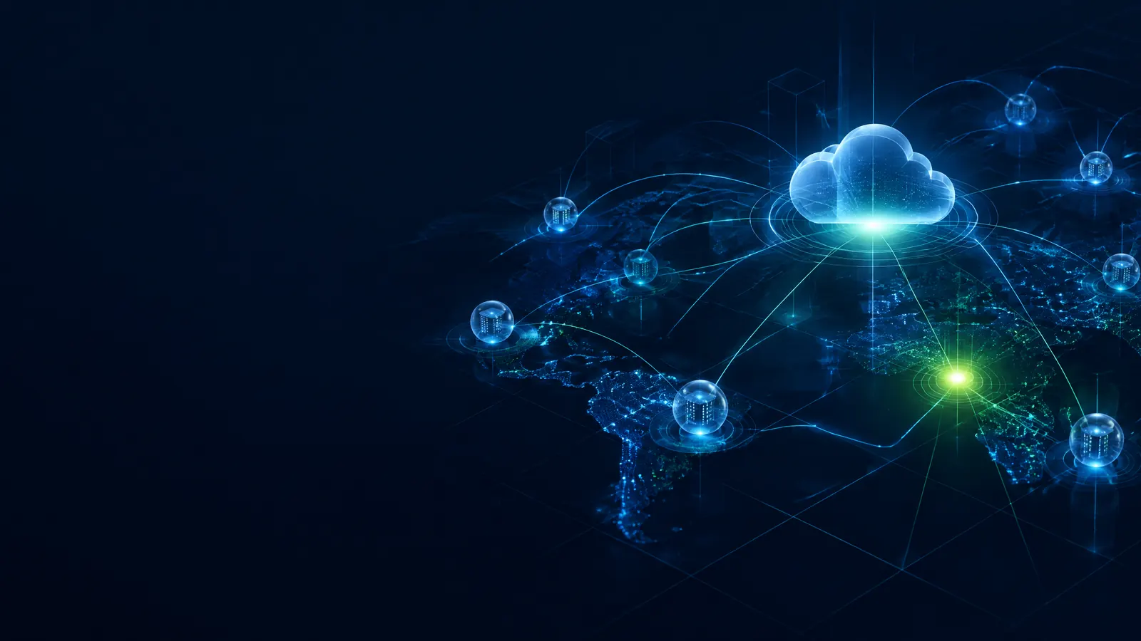 Abstract cloud network illustrating connected Microsoft cloud infrastructure.
