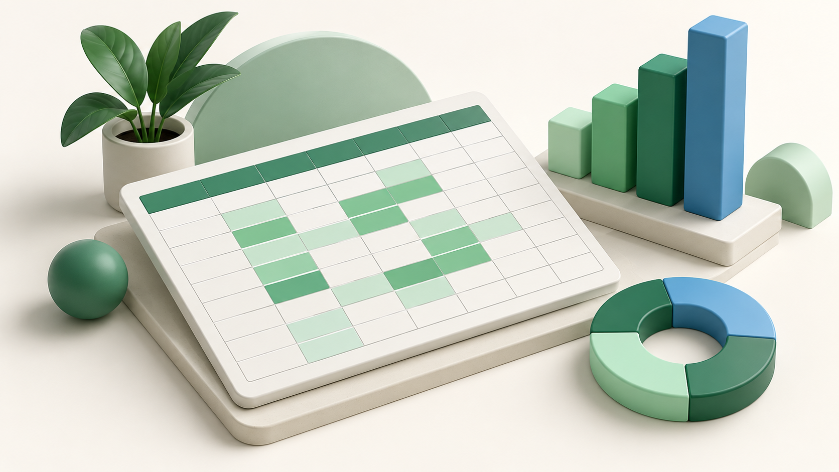 Spreadsheet grid and charts representing business data analysis.