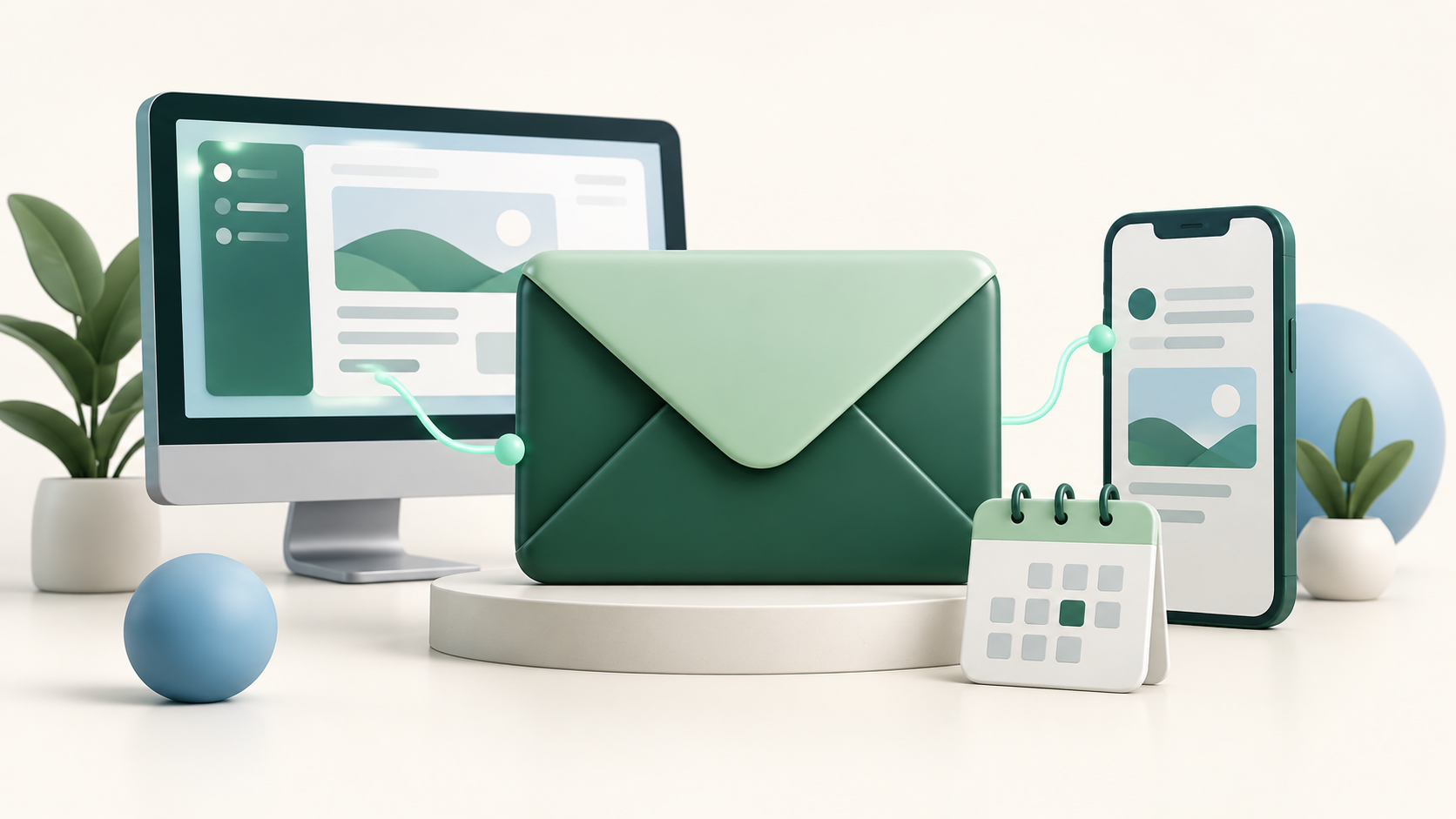 Envelope connecting desktop and mobile devices for business email.